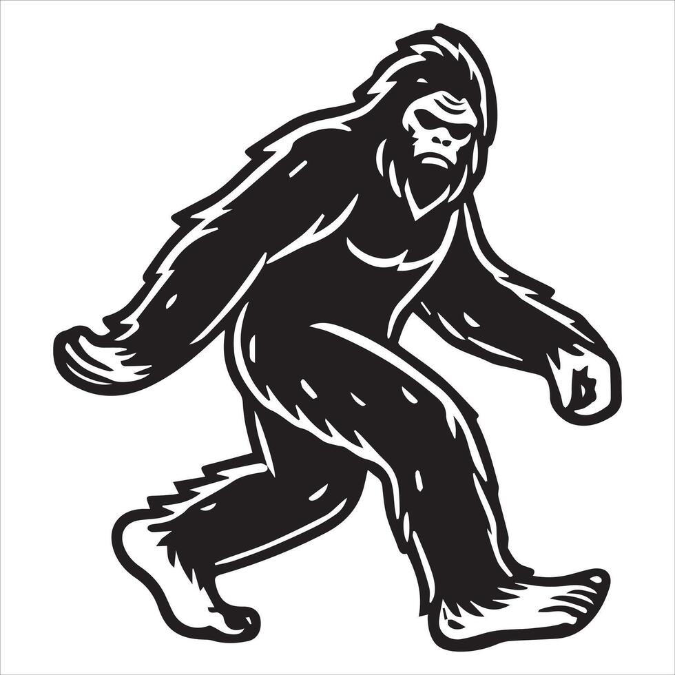 Powerful Bigfoot Silhouette - Strong Walk Pose vector
