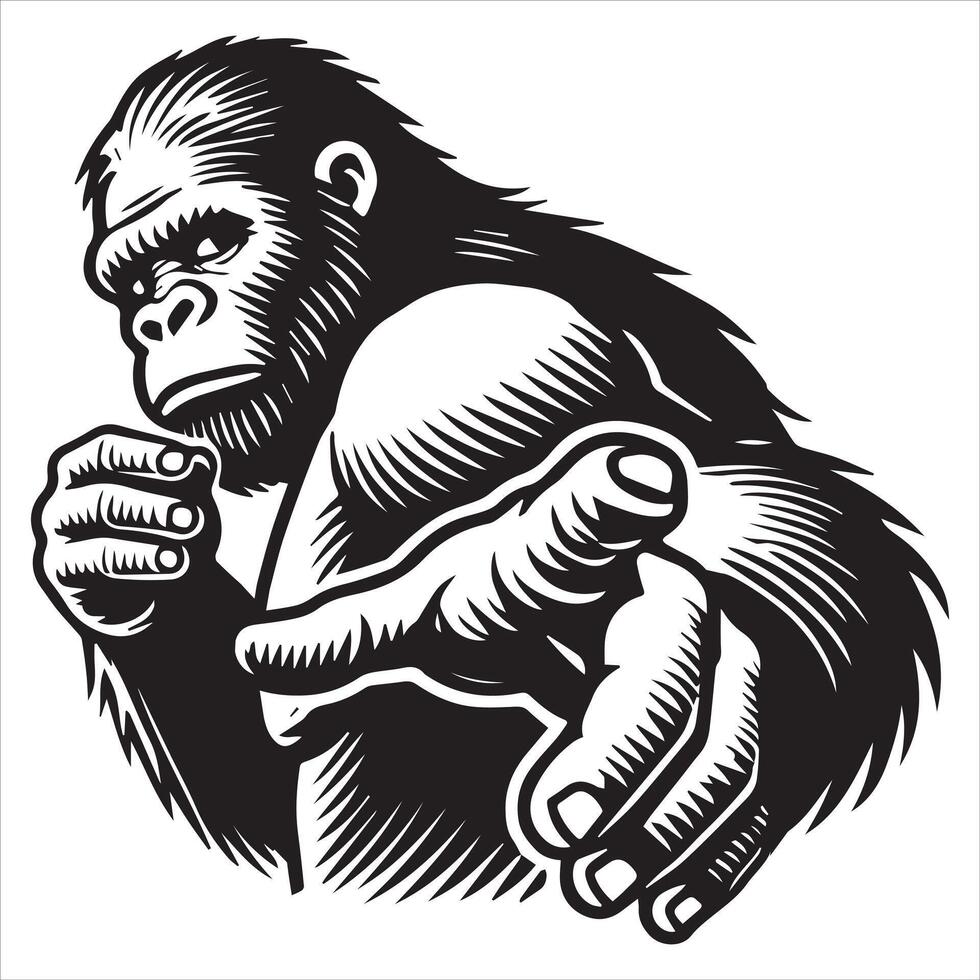 Bigfoot Reaching Out - Mysterious and Powerful Stance vector