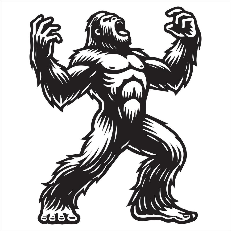 Bigfoot with Finger to Lips - Silent Warning vector
