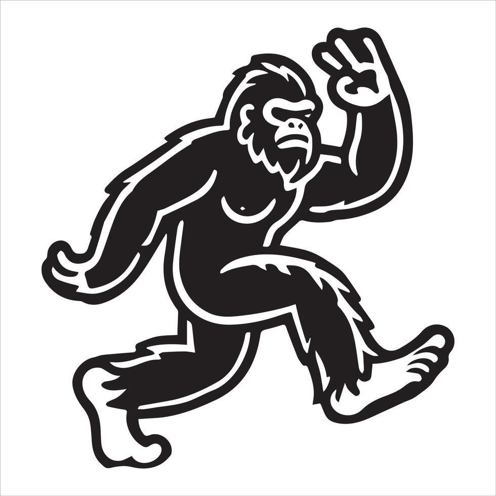Bigfoot in Motion - Peace Sign Pose vector