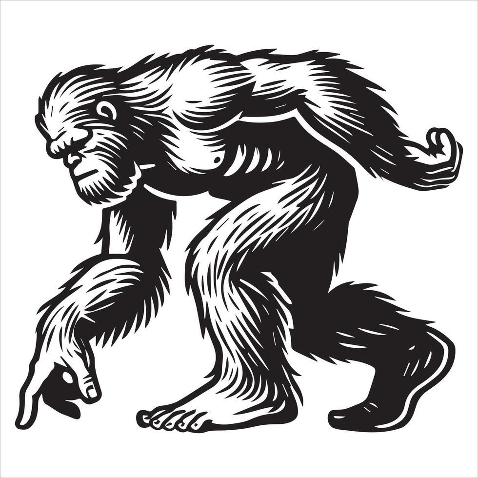 Bigfoot in Action - Striding with Purpose vector
