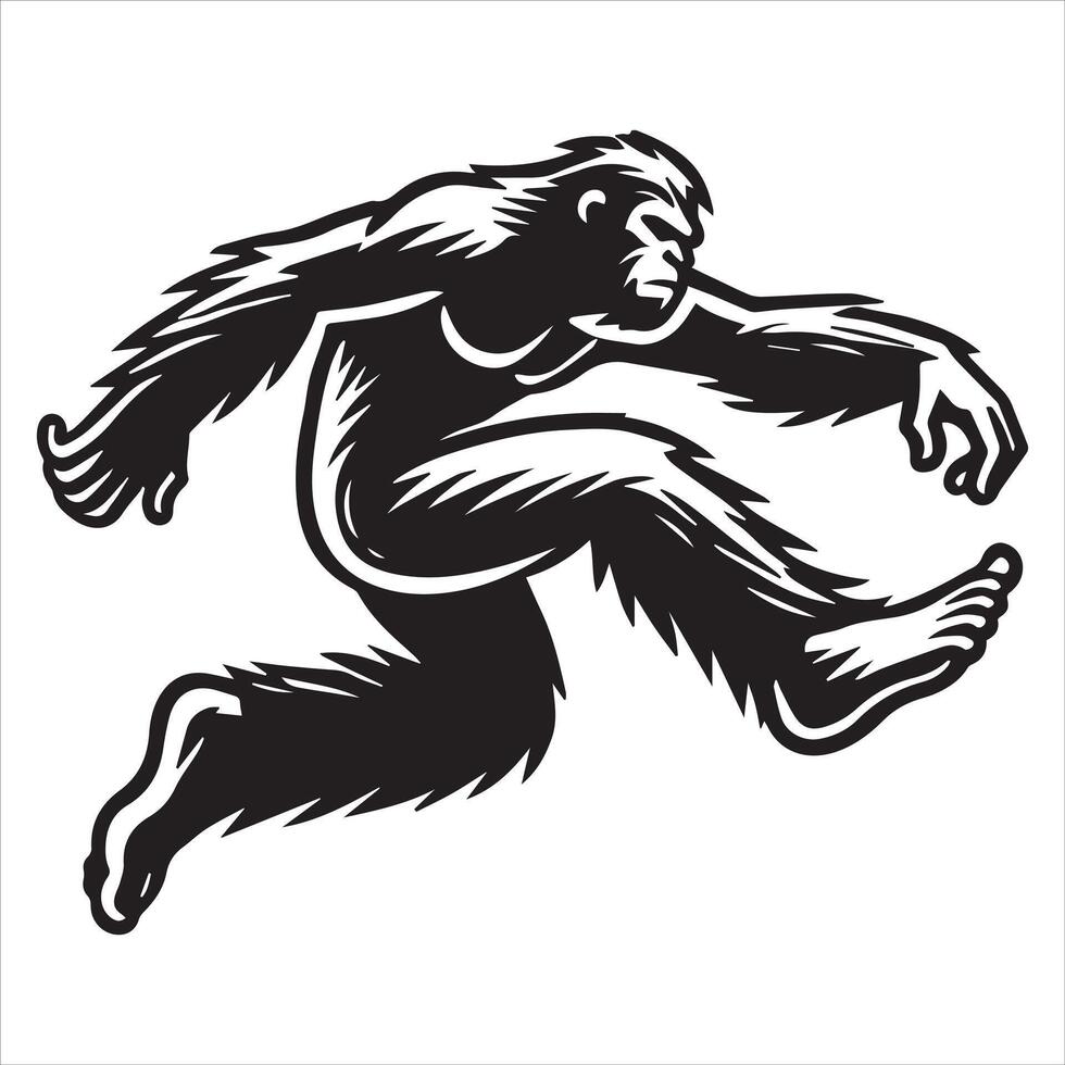 Bigfoot Running - Mysterious Stride in Motion vector