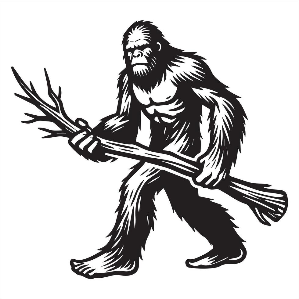 Bigfoot with a Branch - Ready for Action vector