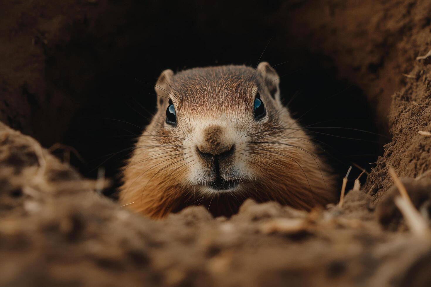 Curious Ground Squirrel Peeking Out of Its Burrow in Natural Habitat photo