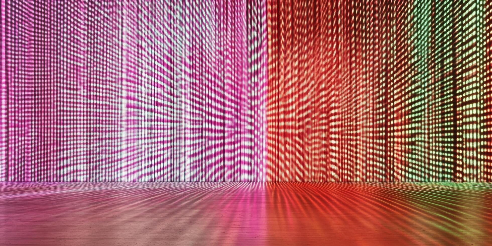 Colorful Abstract Light Patterns on Reflective Surface in Modern Art Display photo