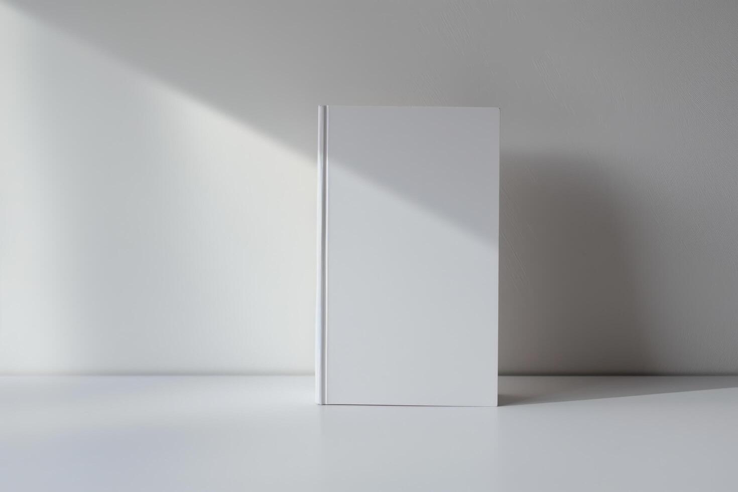 Minimalist Blank White Book on Clean Surface with Subtle Shadow Play photo