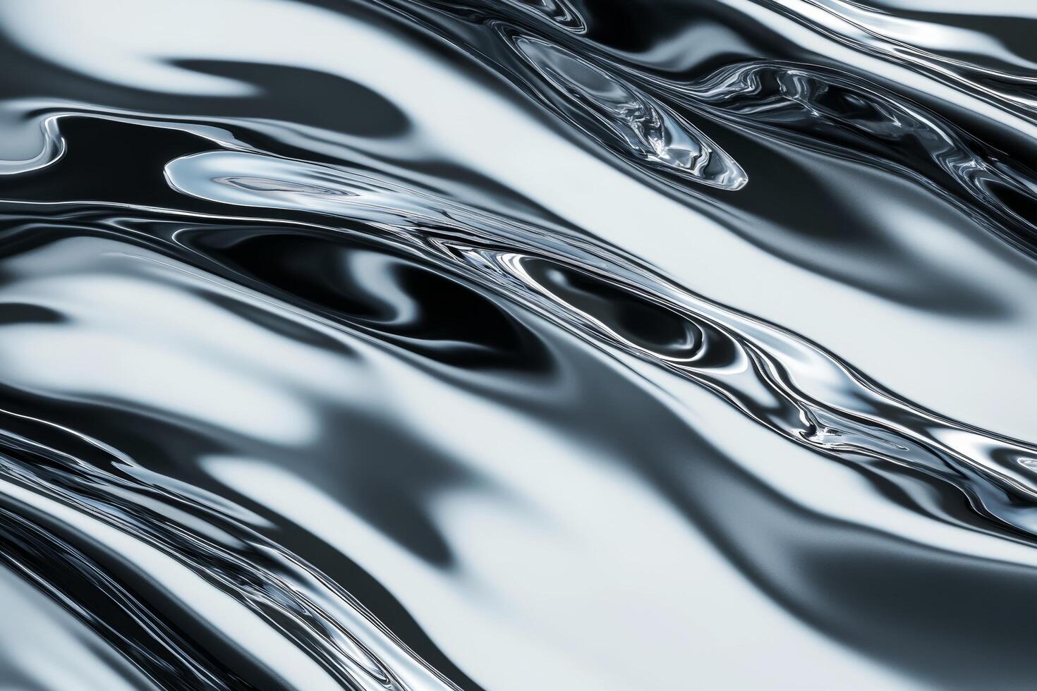 Abstract Liquid Metal Surface Wavy Metallic Texture with Reflective Silver Gloss photo