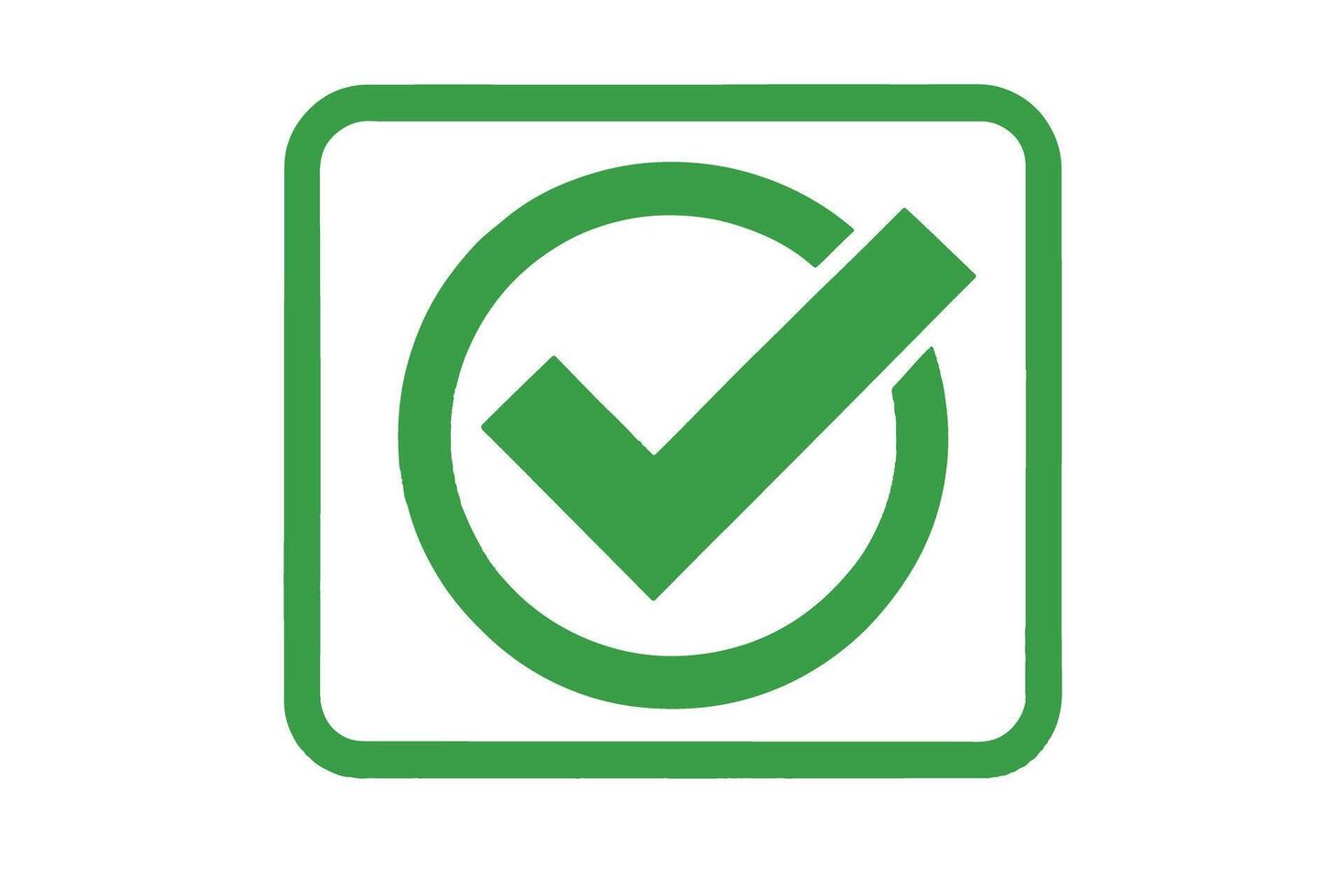green checkmark icon with a bold design, ideal for illustrating approved, certified, or completed concepts in visual media vector