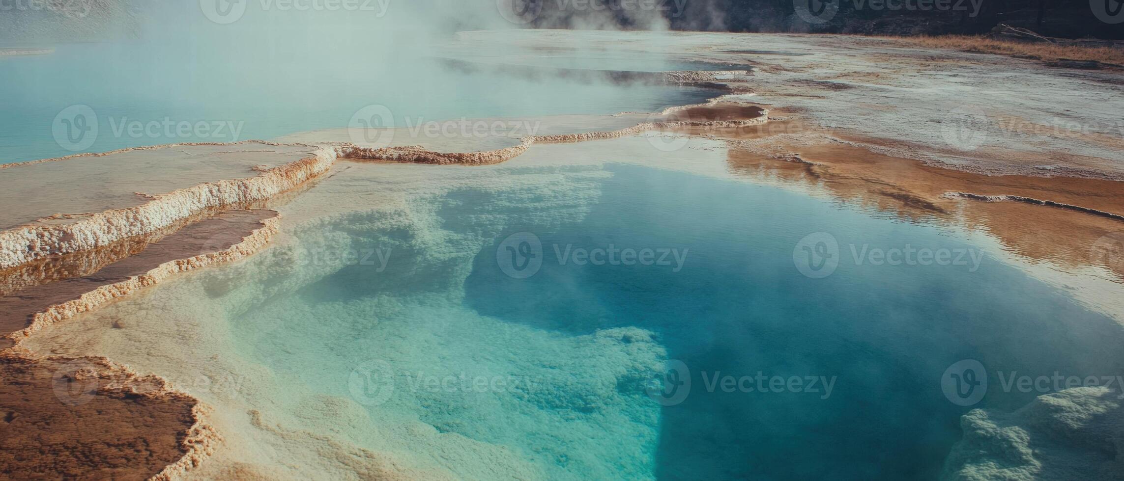 Relaxing geothermal hot springs with steaming pools in a natural landscape photo
