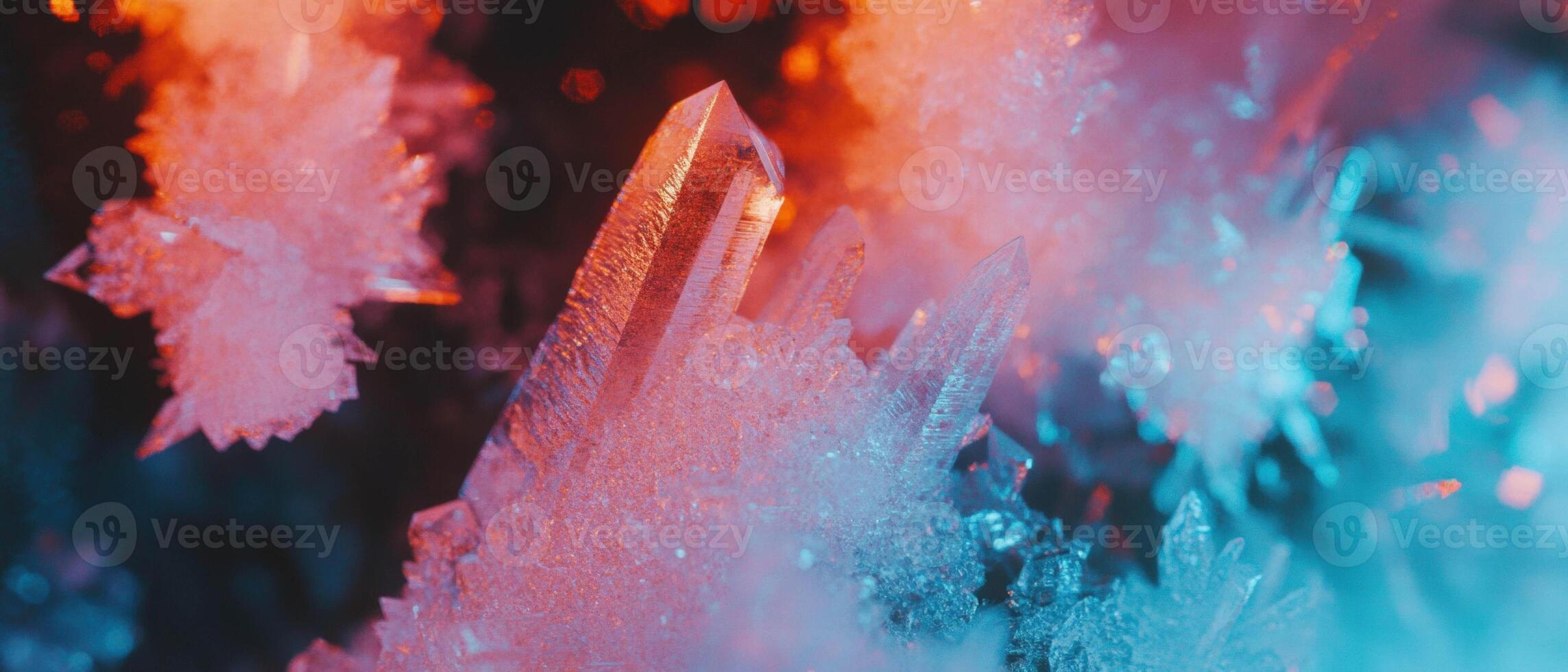 Intricate and delicate ice crystals showcase geometric frozen patterns up close photo