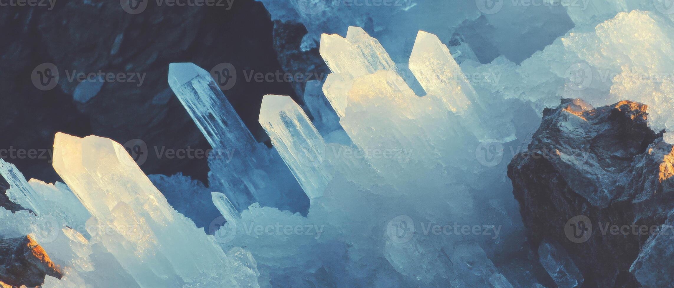 Intricate patterns of delicate ice crystals showcasing geometric beauty in frosty environment photo