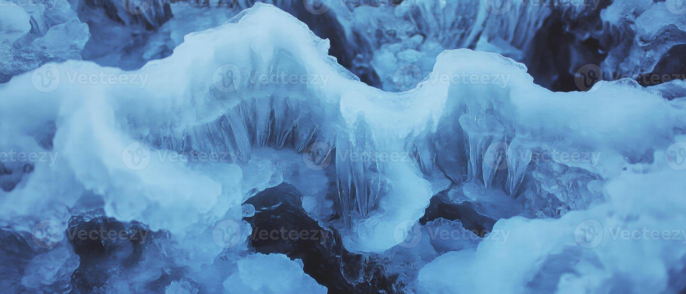 Intricate ice sculpture showcasing impressive frozen artistry in a winter landscape photo
