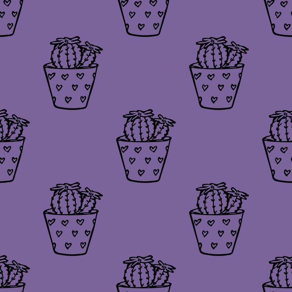Seamless pattern with cactus doodle for decorative print, wrapping paper, greeting cards and fabric 4 vector