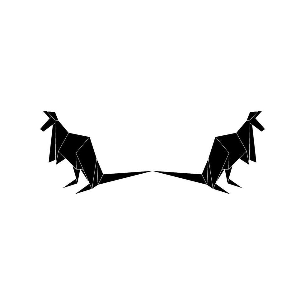 Pair Kangaroo Shape Inspired by Origami Form, can use for Logo, Pictogram, Animal Figure, Website, Apps, or Graphic Design Element. Editable vector