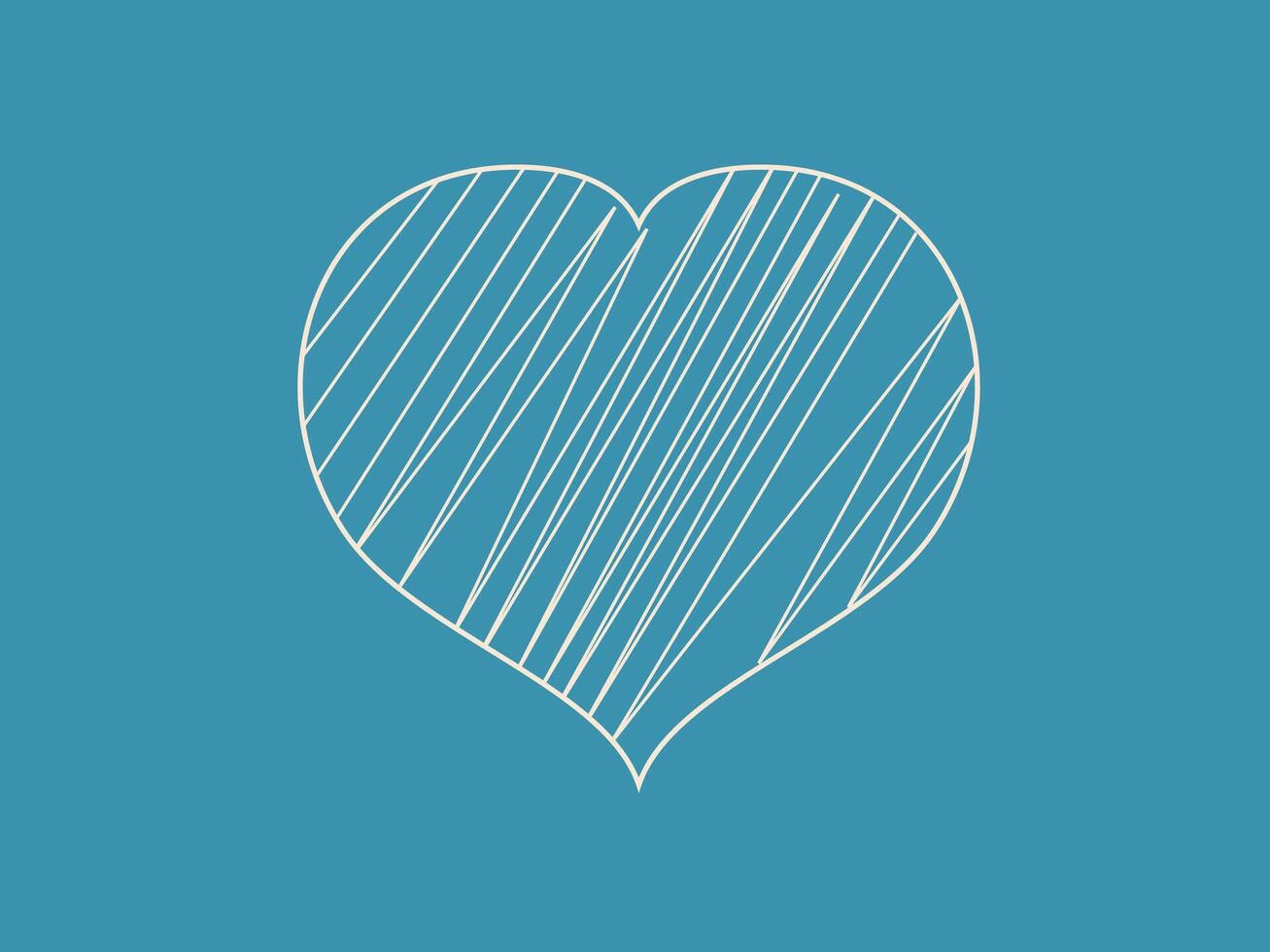 A simple white outline of a heart shape on a solid blue background vector