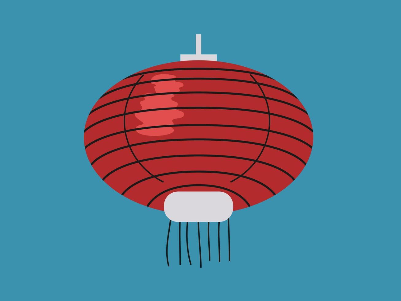 A red Chinese lantern with black horizontal lines vector