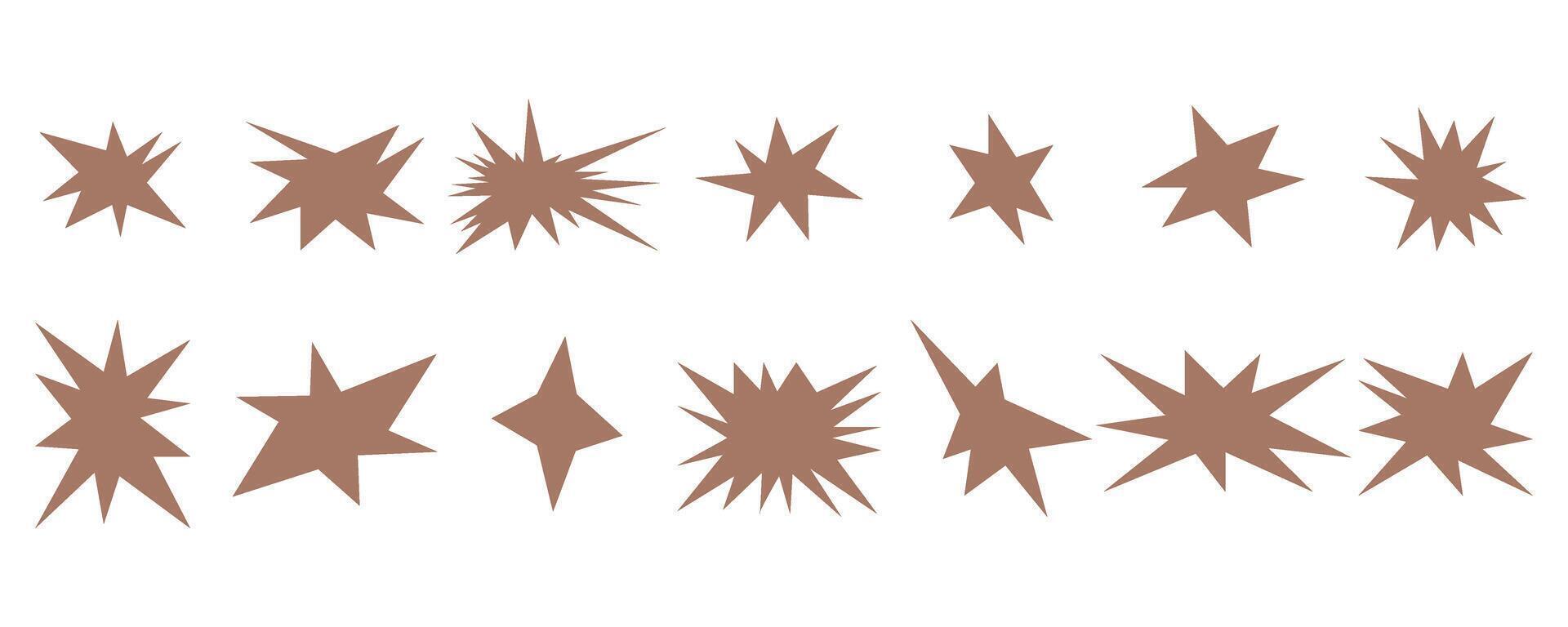 Set of trendy irregular stars and sparkles. Simple doodle abstract elements. vector
