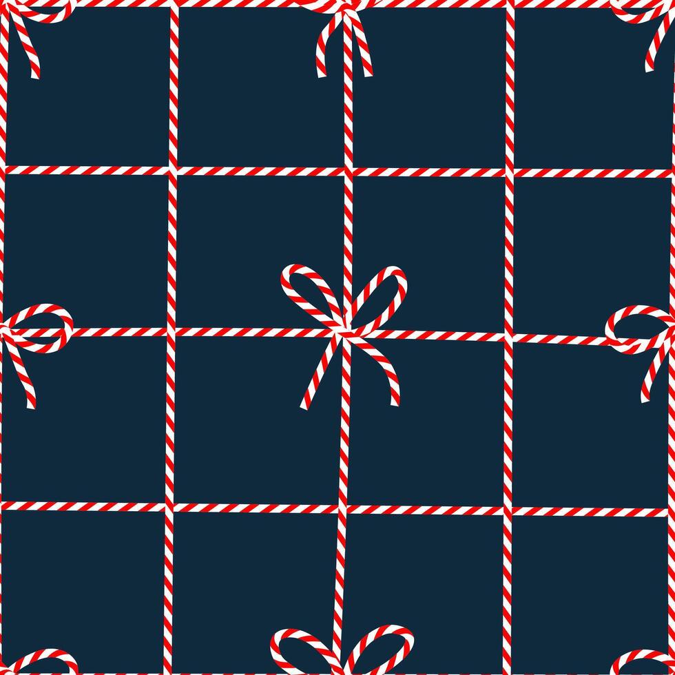 Seamless pattern with red and white striped Christmas ribbon. Perfect for seasonal gift paper, textile vector