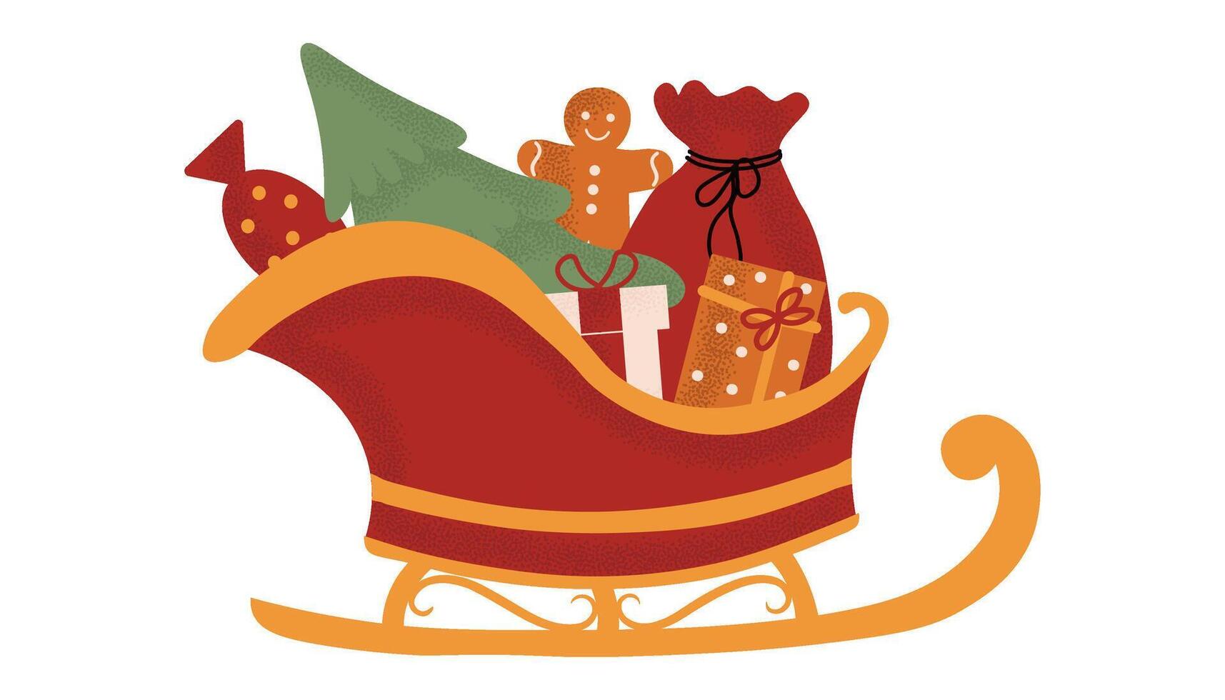 Festive Santa Claus Sleigh Filled with Presents.Traditional Christmas and New Year decoration vector