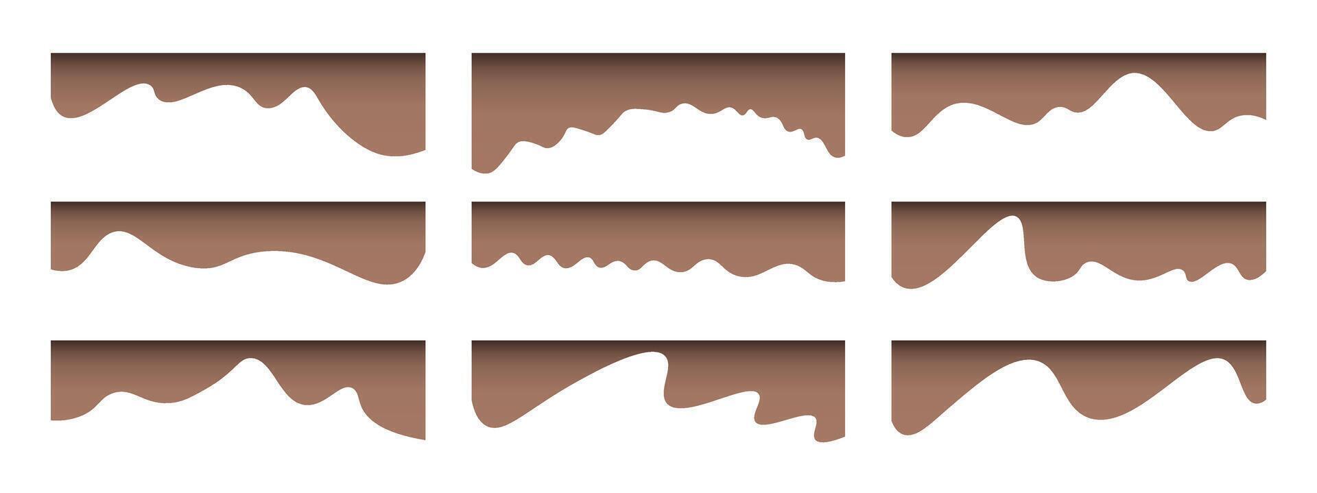 Collection of dividers shape templates. Modern separator header for website. Curve lines, wave collection of abstract design element for top and bottom page web site vector