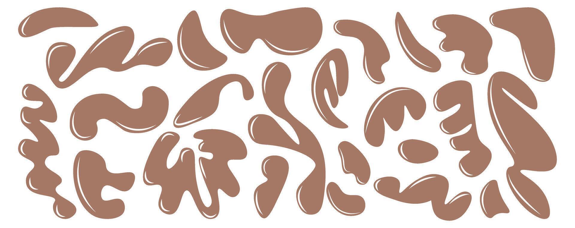 Set of liquid abstract organic blob shapes. Wavy elements bubbles and drops.Trendy liquid forms y2k style vector