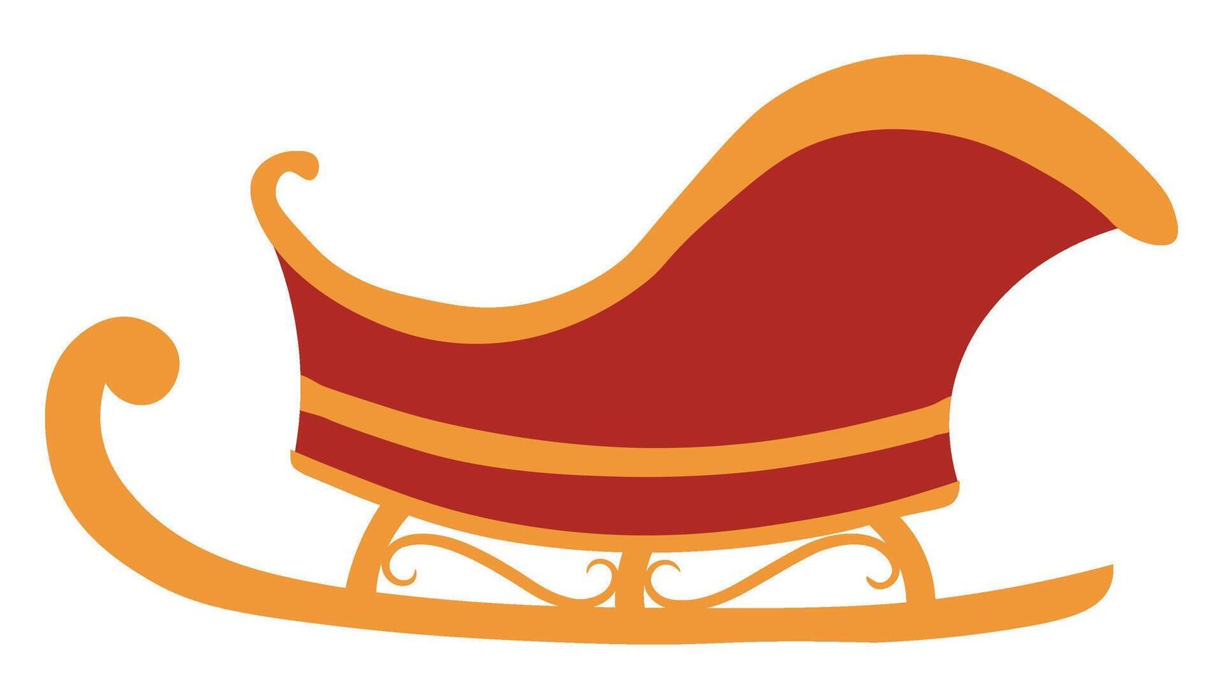 Festive Santa Claus Sleigh. Traditional Christmas and New Year decoration. vector