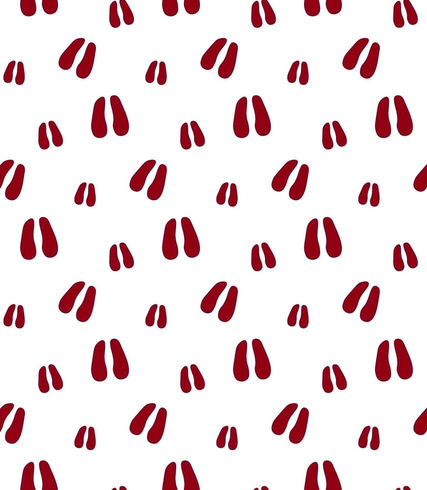 dark red and white seamless pattern of sheep hoof prints silhouette. Equine footprints. isolated on transparent background. Print, textile, wrapping paper vector