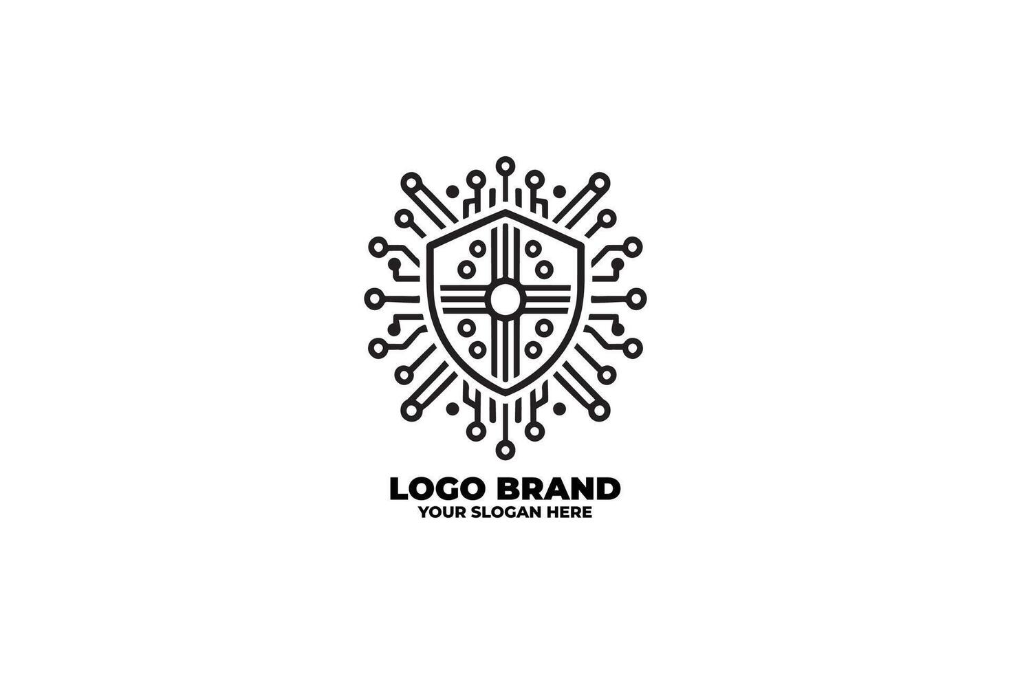 Minimalist Circuit Board Shield for Technology Themes vector