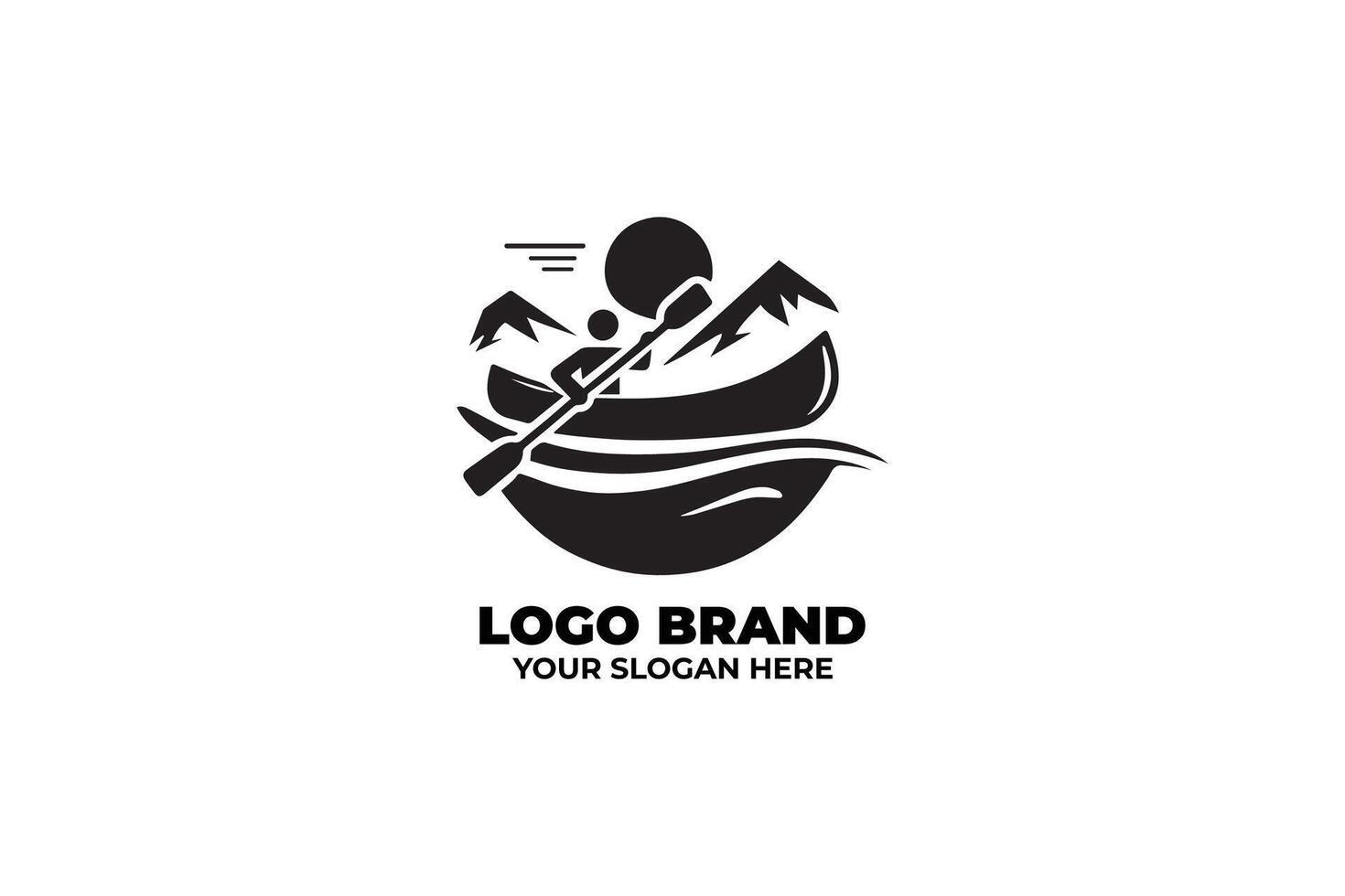 Classic Monochrome Canoe on River Icon vector