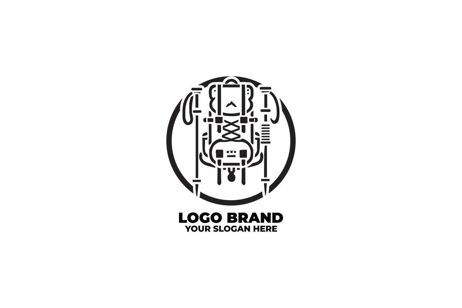 Simple Adventure Logo with Backpack and Trekking Poles vector