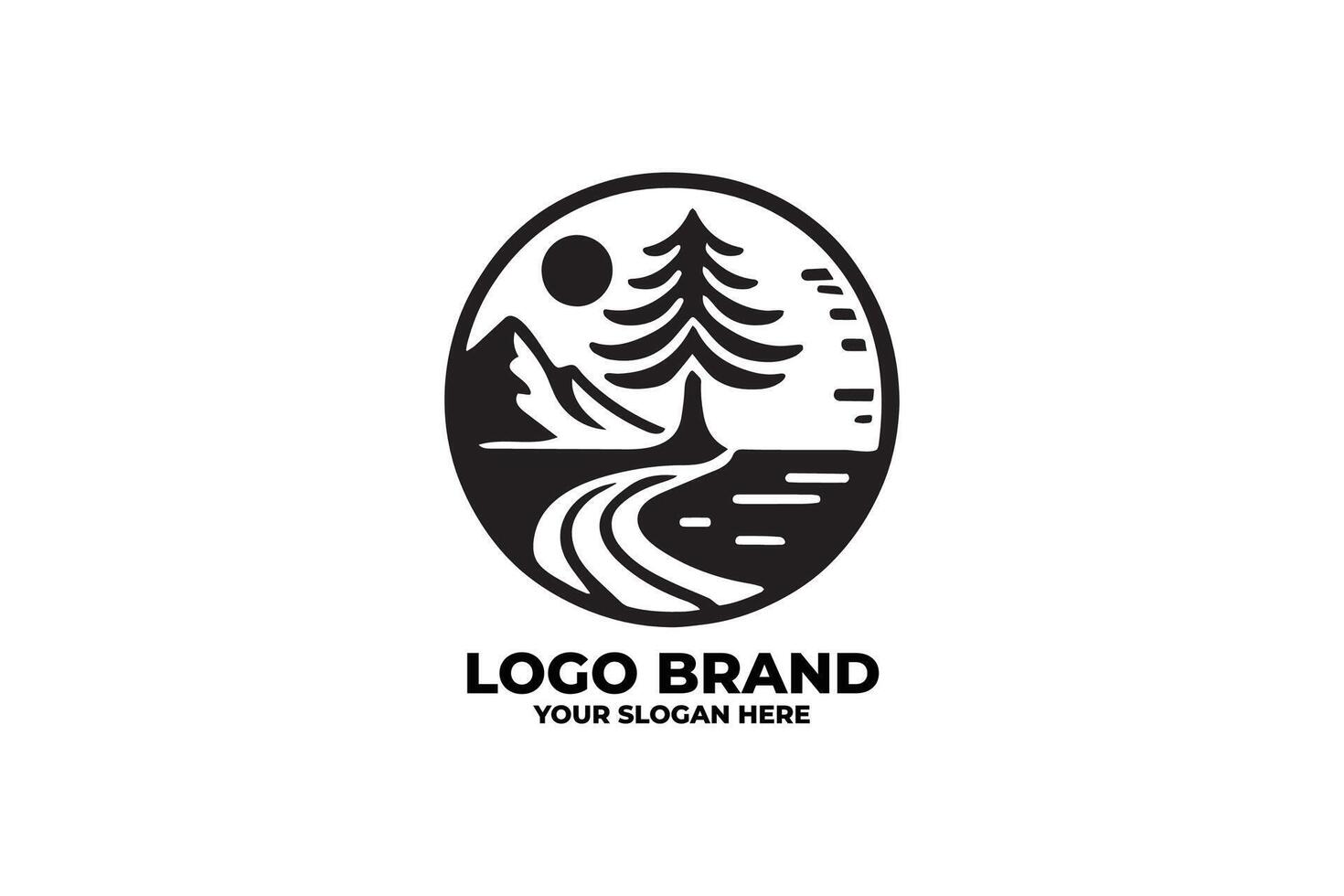 Simple Adventure Logo Featuring Tree and Path vector