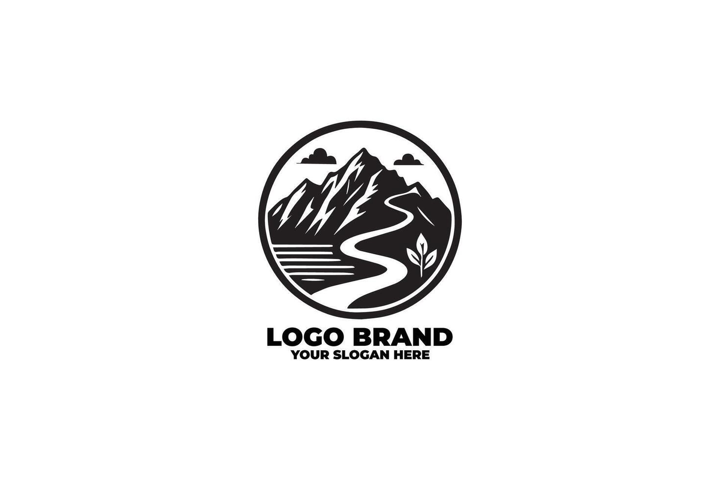 Simple and Bold Monochrome Hiking Trail Logo vector