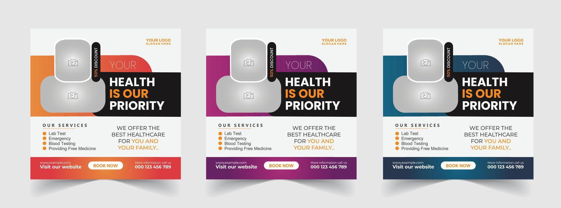 Health is Our Priority Ad Template vector