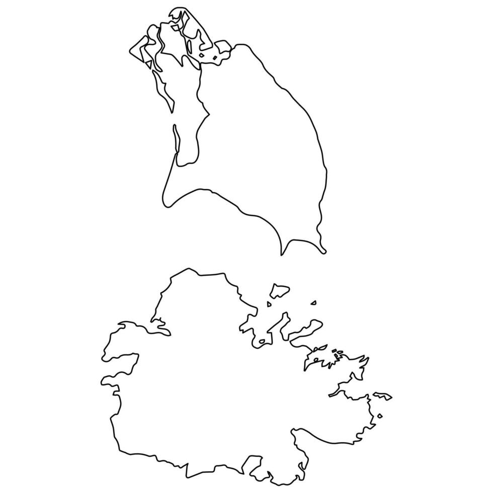 Outline border island Antigua and Barbuda, Lesser Antilles Caribbean Sea vector