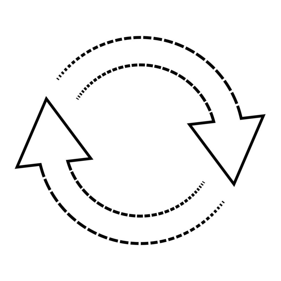 Round arrows dotted lines, reuse arrow sustainable, recycle save refill vector