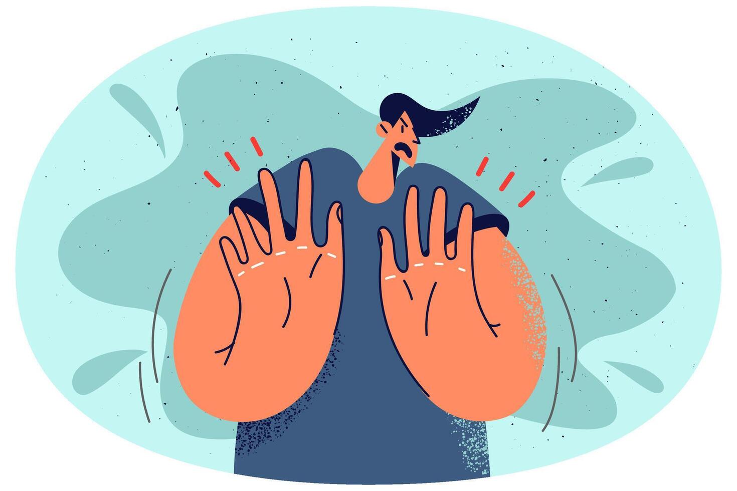 Decisive man show no gesture vector