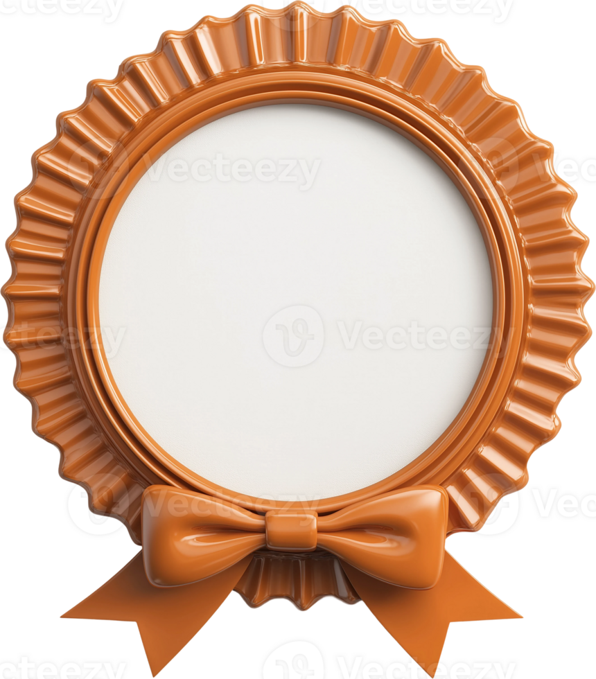 an orange round award with a bow on it png