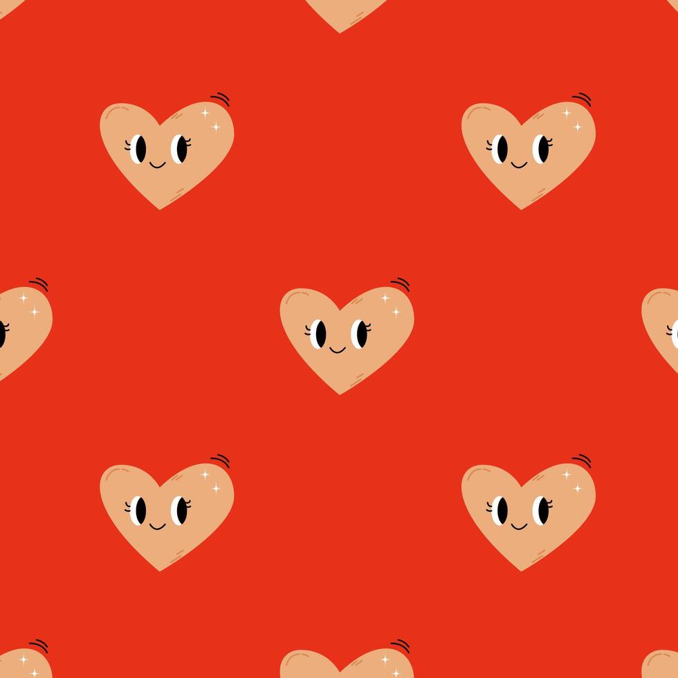 background with funny hearts in retro style for Valentine's Day vector