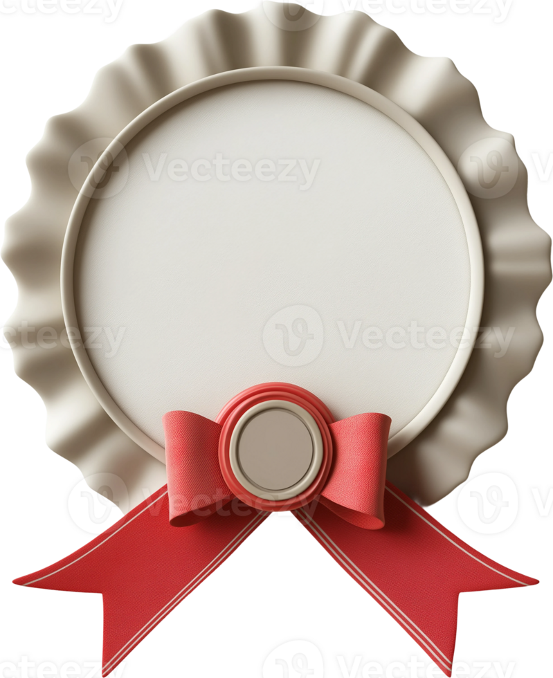 a red ribbon and white round award on a transparent background png