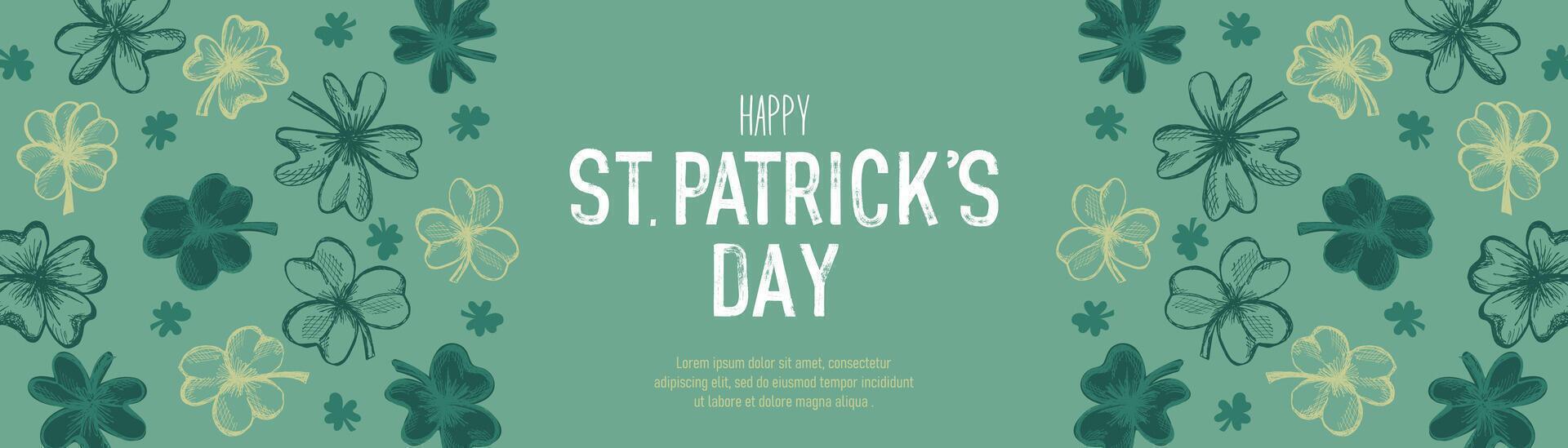 St. Patrick's Day banner with clovers in green vector