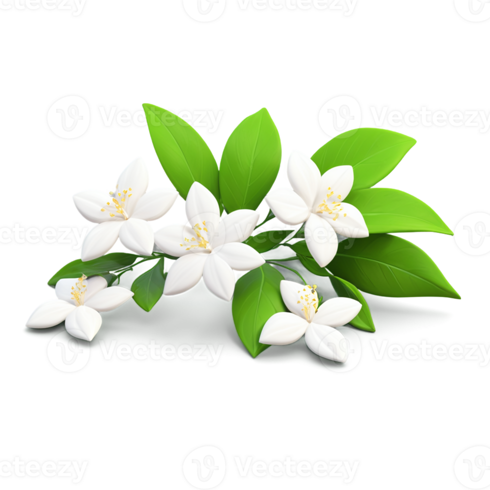 A delicate jasmine flower with soft, transparent background, highlighting its purity and elegance in a minimalistic, airy design. png