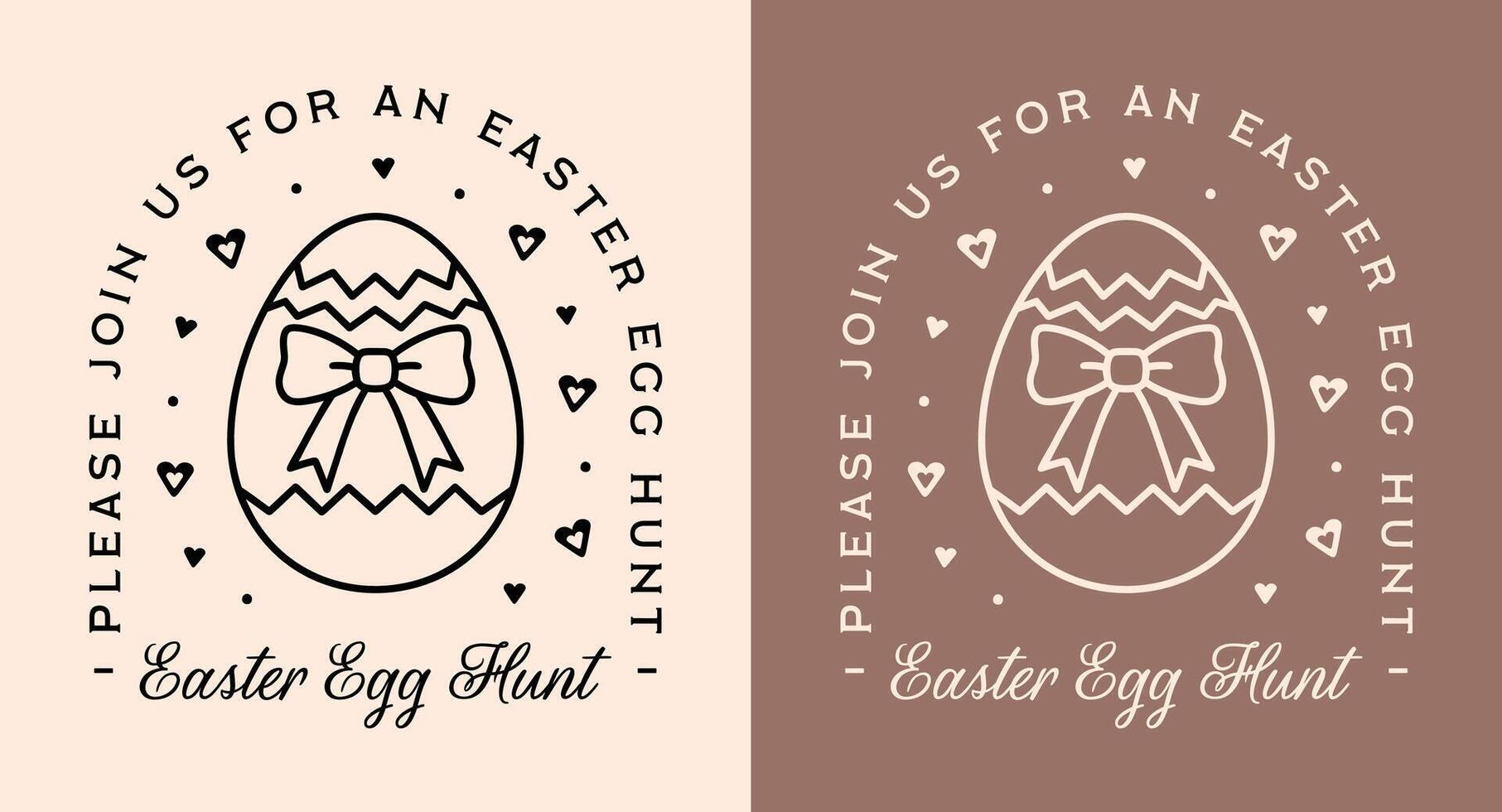 Easter egg hunt party event please join us printable invitation card preppy cottagecore aesthetic shirt design cute girly bow beige neutral retro ornament decor illustration poster print vector