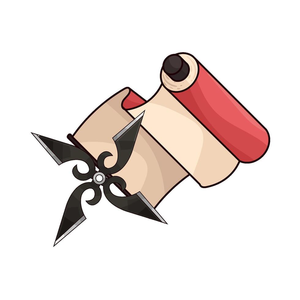 shuriken and red paper roll vector