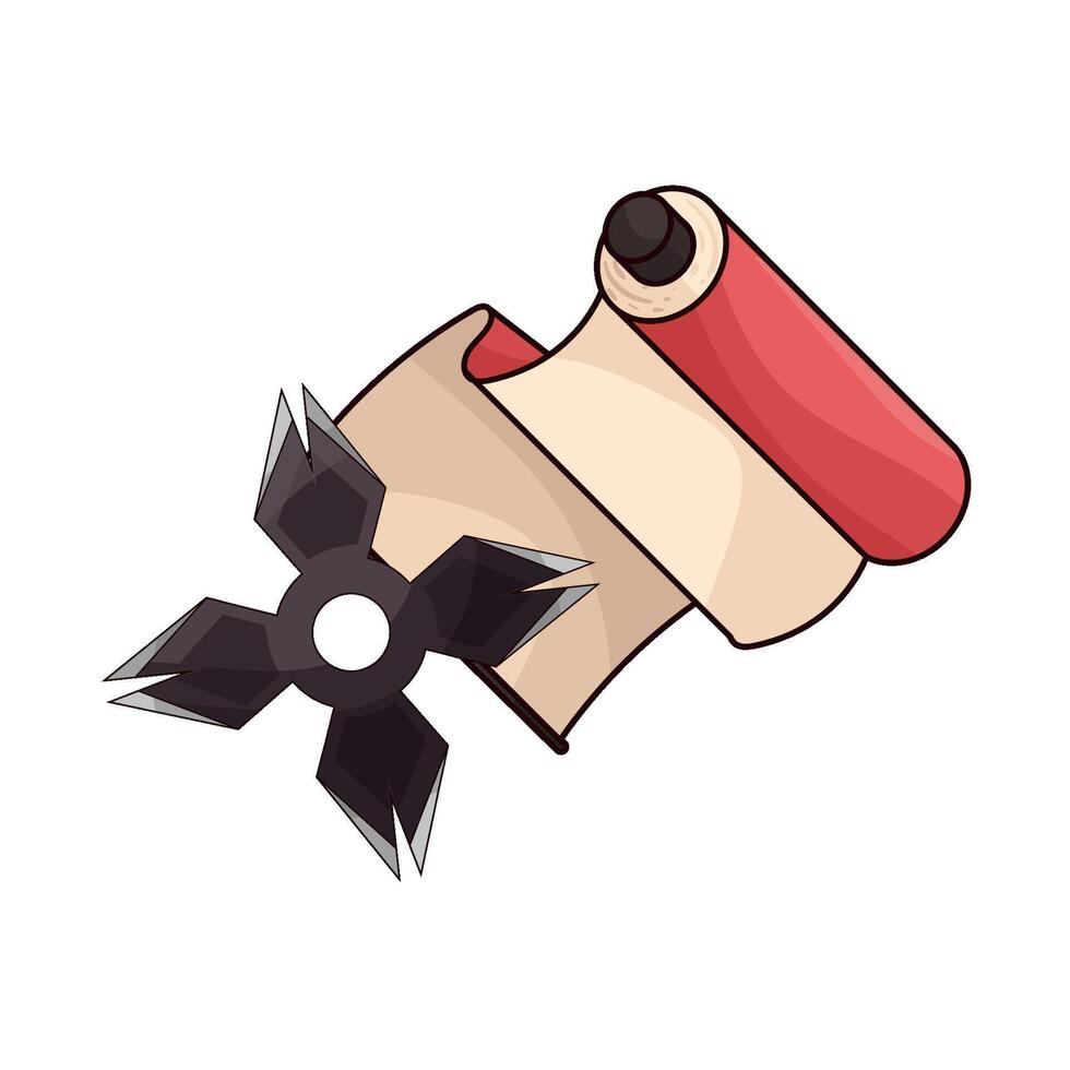 red paper roll with shuriken vector