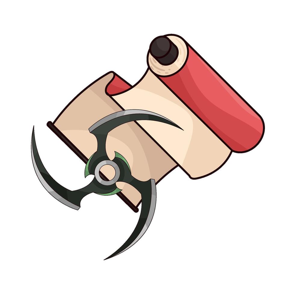 shuriken with red paper roll vector