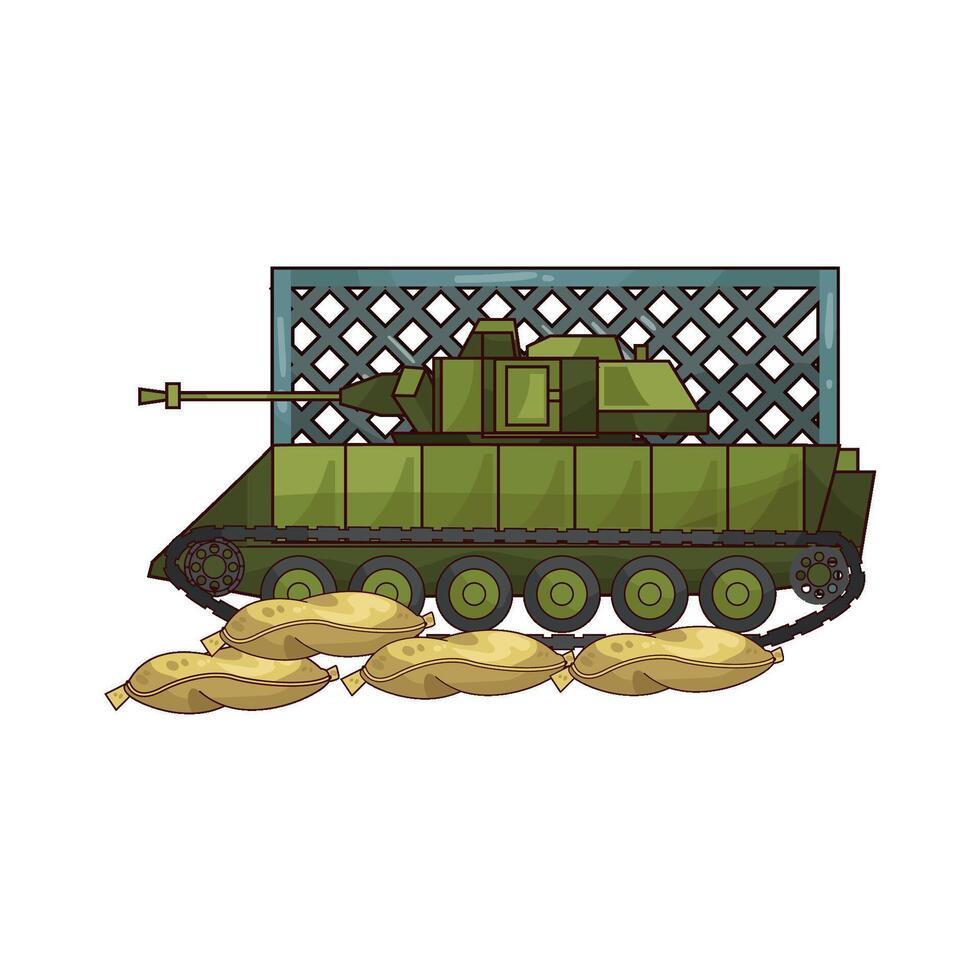 military tank and sandbag vector