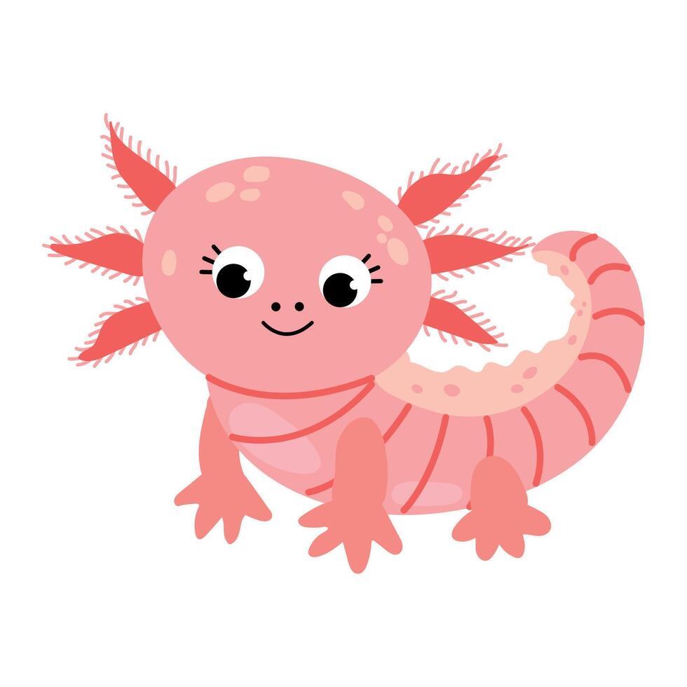 Cute pink axolotl vector