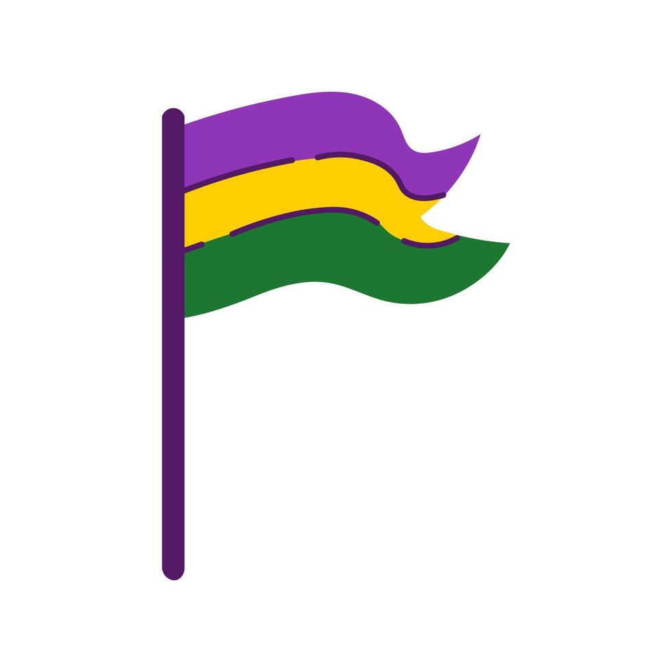 Mardi Gras Flag with Purple Green Yellow colors vector