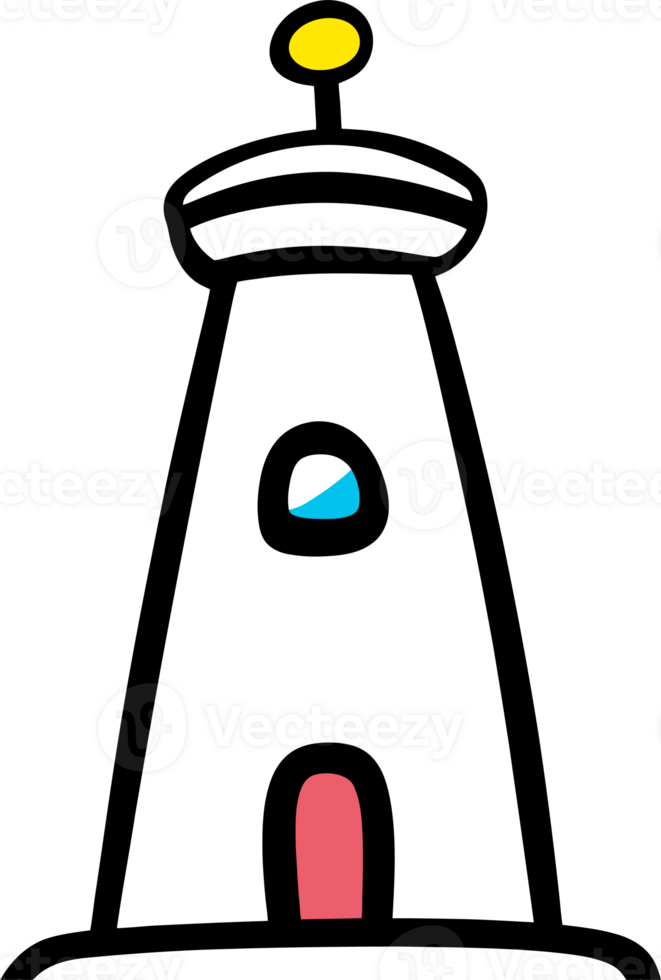 Minimalist Lighthouse Illustration with Bold Colors Highlighting Nautical Themes and Coastal Iconography png