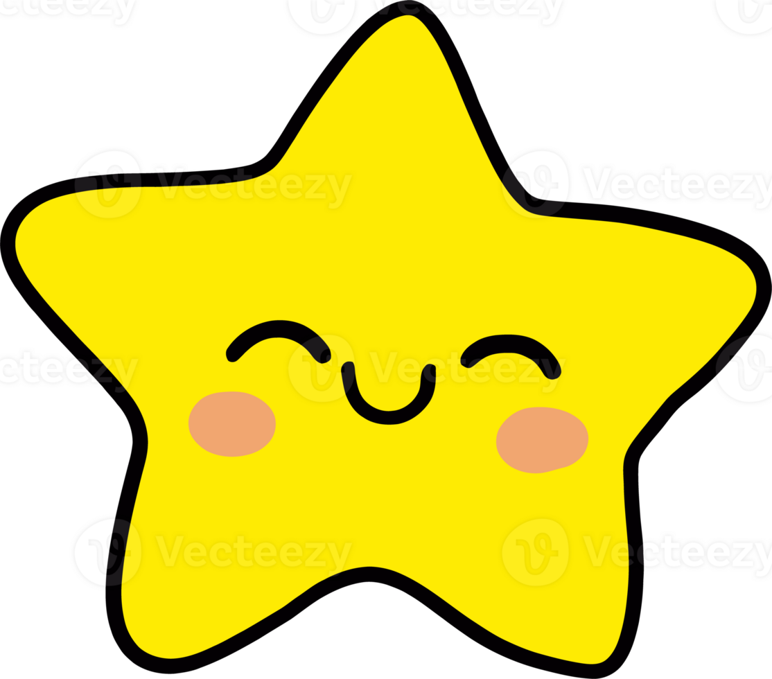 Smiling Yellow Star Emoji with Cute Blushing Cheeks png